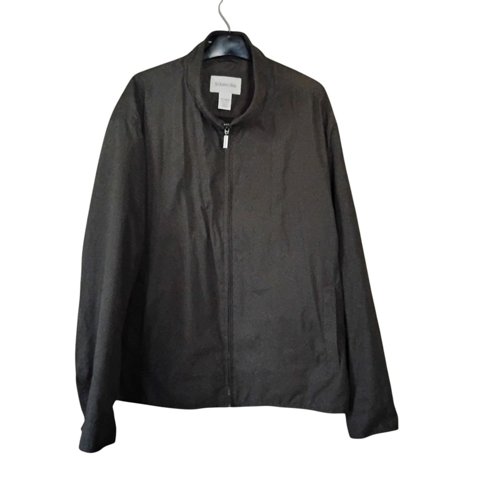 St. Johns Bay Mens XXL Charcoal Grey Full Zip Harrington Jacket Lightweight